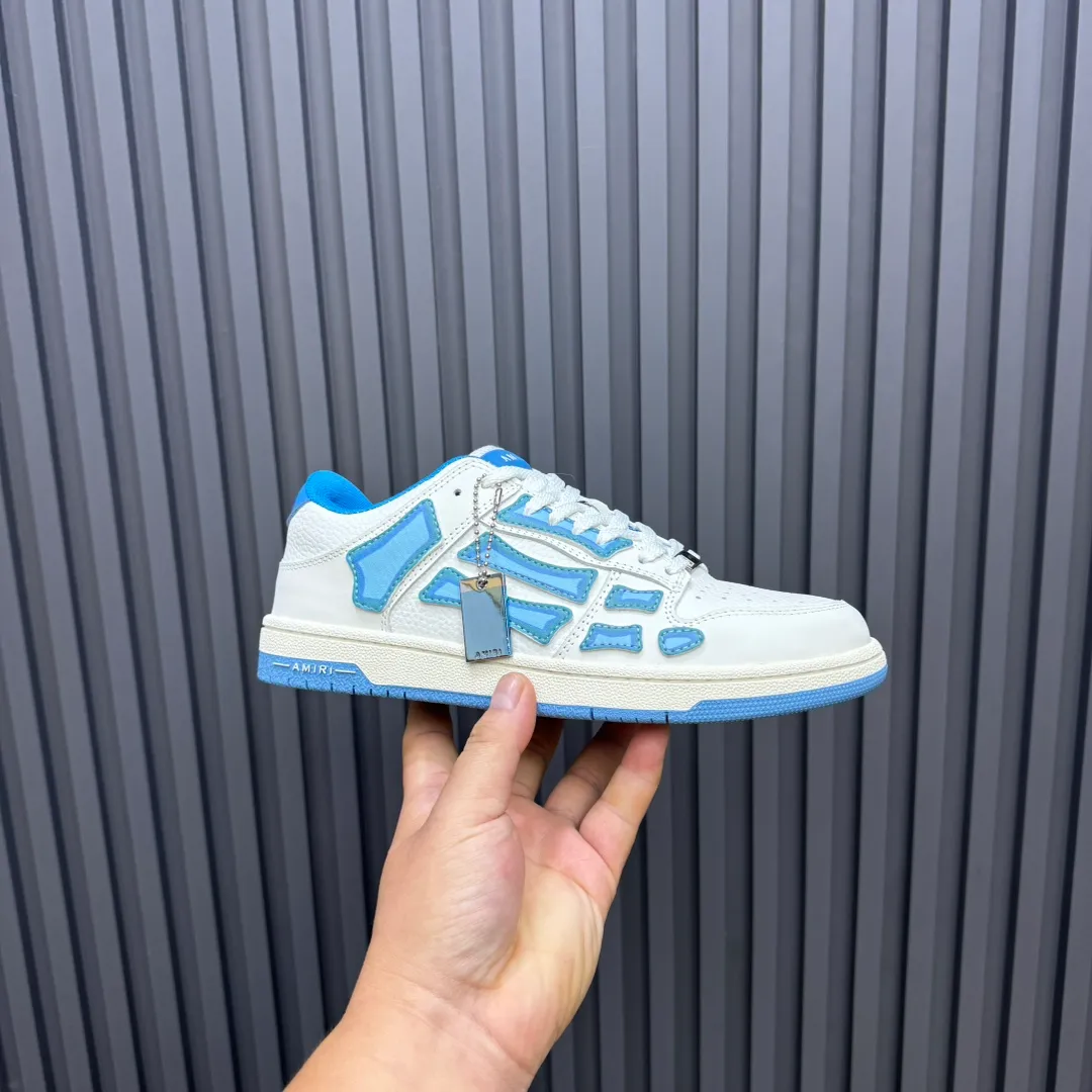 Men's men's shoes 💰600 AMIRI high street sneakers with bone sports shoes, toe layer cowhide upper, upper side bones, hand-stitched, good three-dimensional effect, customized metal LOGO, size 38-45 46